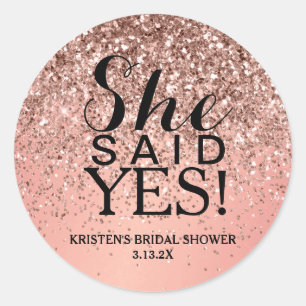 Sticker - Mörk Ro Guld Glitter sade hon ja Runt Klistermärke