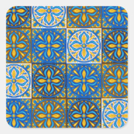 Sticker Moroccan Zelij* Ceramic Fyrkantigt Klistermärke