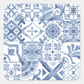Sticker Moroccan Zelij* Ceramic Fyrkantigt Klistermärke