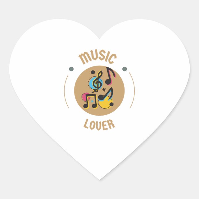 Sticker Music Älskare Hjärtformat Klistermärke (Framsida)