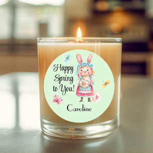 Sticker, Namn 3-i Lovable Lycklig Vår, Bunny Runt Klistermärke