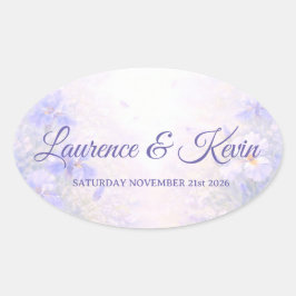 Sticker Ovale Elegant Botanical Wedding Ovalt Klistermärke
