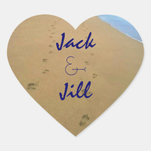 Sticker par fotsteg Sand Beach Heart Luv Hjärtformat Klistermärke