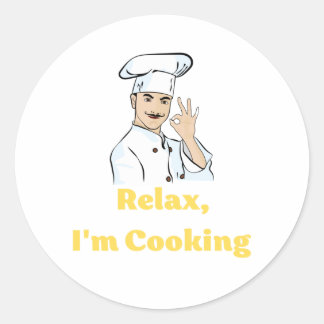 Sticker Relax, I'm Cooking Runt Klistermärke