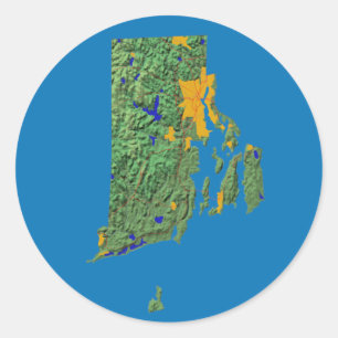 Sticker rhode island Karta Runt Klistermärke