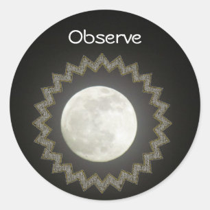 Sticker (rnd) - Måne / Observe Runt Klistermärke