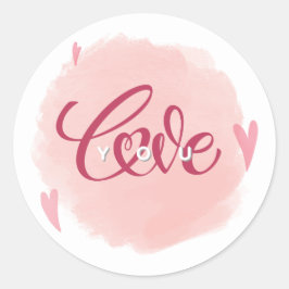 Sticker rond romantique "Love You" Runt Klistermärke