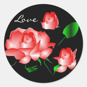 Sticker "Rosa ros Kärlek" Runt Klistermärke