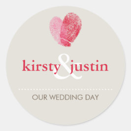 STICKER SEAL Söt bröllop fingeravtryckscentrum kär Runt Klistermärke
