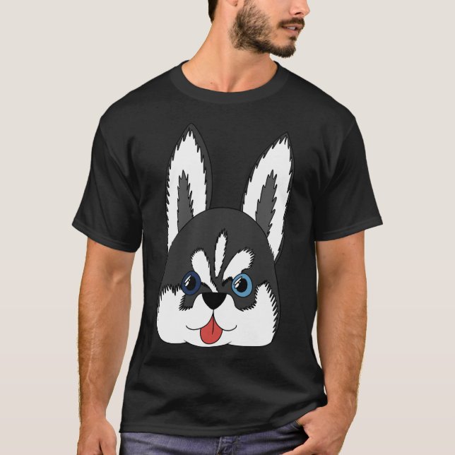 Sticker siberian husky Puppy Mönster T Shirt (Framsida)