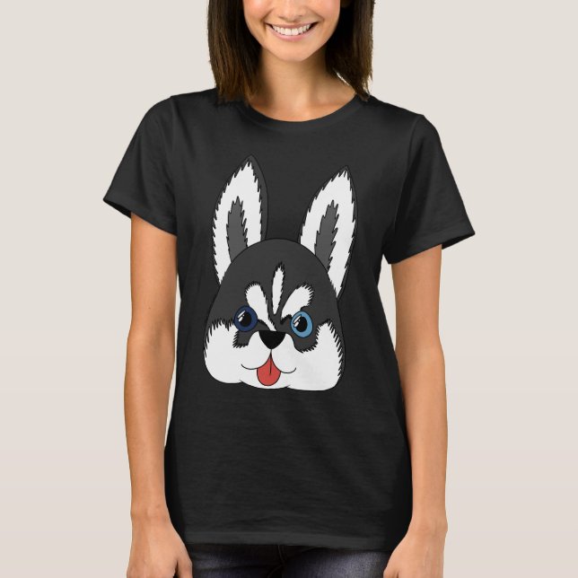 Sticker siberian husky Puppy Mönster T Shirt (Framsida)