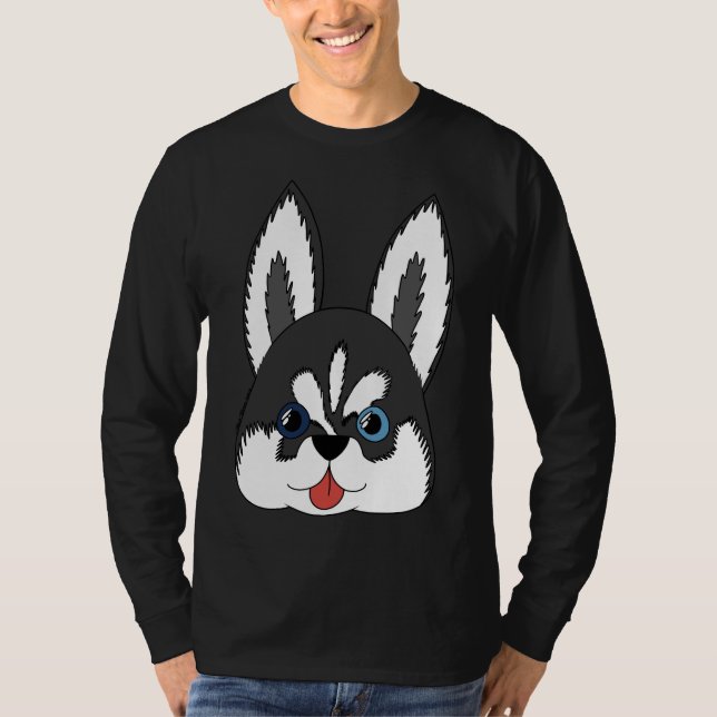 Sticker siberian husky Puppy Mönster T Shirt (Framsida)