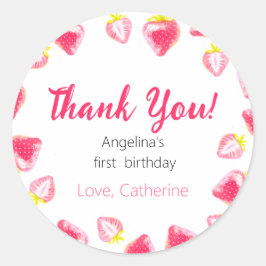 Sticker Tack för första födelsedagen. Runt Klistermärke