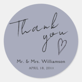 Sticker Tack minimalistisk modern Bröllop Runt Klistermärke