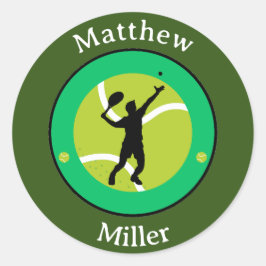 Sticker - Tennis Player - Personlig - Lägg till Na Runt Klistermärke