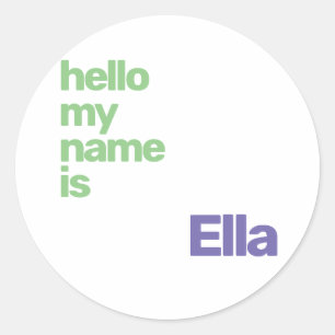 STICKER unisex namn lila modern Runt Klistermärke