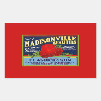 Sticker Vintage Madisonville LA Strawberry Advert Rektangulärt Klistermärke