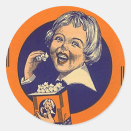 Sticker Vintage Popcorn-reklam Retro Girl Hap Runt Klistermärke