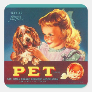 Sticker Vintage Reklam Låda-Lable Pet Fruit Fyrkantigt Klistermärke