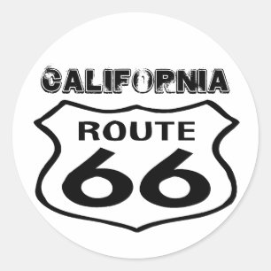 Sticker Vintage Route 66 Worn Lk State California Runt Klistermärke