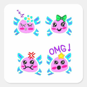 StickerDröm stort: Kawaii Neon-dekaler av 11-åring Fyrkantigt Klistermärke