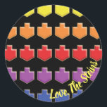 Stickers "3D Dreidels" Lycklig Chanukah Runt Klistermärke<br><div class="desc">Hanukkah/Helgdag-klistermärken, personlig. Lycklig Chanukah "3D Dreidels". Välj mellan 1/2- och 3-tums klistermärken. Anpassa genom att ta bort och ersätta text med ett eget meddelande. Välj ditt favoritteckensnitt storlekt, stil och färg. Bakgrunden färg kan ändras genom att välja ett annat färg än färgrutorna färg. Tack för att du stannade och shoppade...</div>