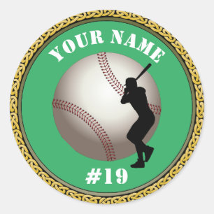 Stickers Baseball - lägg till Namn och nummer Runt Klistermärke