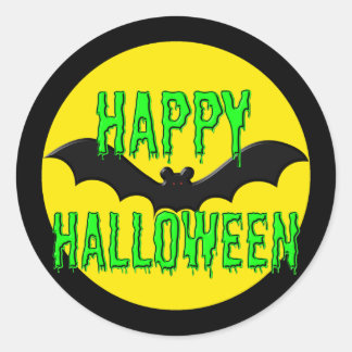 Stickers - "Batty" Happy halloween Runt Klistermärke