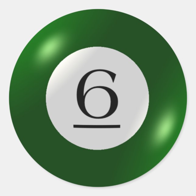 Stickers - Billiards - 6 Boll Runt Klistermärke (Framsida)