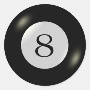 Stickers - Billiards - 8 Boll Runt Klistermärke
