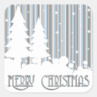 Stickers - Blue & Grått - Stars & Snö Fyrkantigt Klistermärke