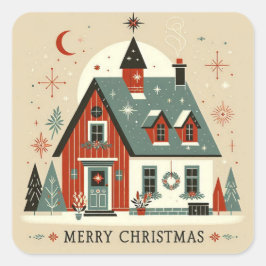 Stickers carrés de Noël Fyrkantigt Klistermärke