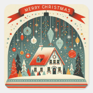 Stickers carrés de Noël Fyrkantigt Klistermärke