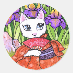 Stickers Cat Geisha Fairy Fantasy av Ann Howard Runt Klistermärke