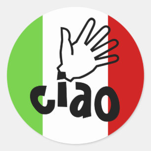 Stickers ciao w/ hand wave Brev kuvert Seals Runt Klistermärke