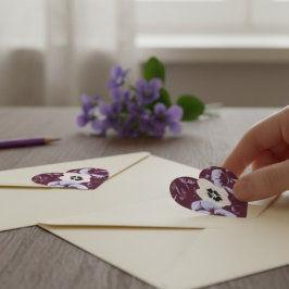 Stickers "Cœur de Violettes" – Autocollant Floral Hjärtformat Klistermärke