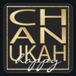 Stickers Colorully Chanukah Guld Square Fyrkantigt Klistermärke<br><div class="desc">"Chanukah Lycklig/Guld", Stickers Square. Ha roligt att använda de här klisterlapparna som tårtspatchar, presenter, märkre för att stänga påsar eller spelar ingen roll sten, dina festligheter! Bakgrunden färg kan ändras genom att välja ett annat färg än färgrutorna färg. Anpassa genom att ta bort text, "lycklig" och lägga till ditt eget...</div>