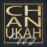 Stickers Colorully Chanukah Guld Square Fyrkantigt Klistermärke<br><div class="desc">"Chanukah Lycklig/Guld", Stickers Square. Ha roligt att använda de här klisterlapparna som tårtspatchar, presenter, märkre för att stänga påsar eller spelar ingen roll sten, dina festligheter! Bakgrunden färg kan ändras genom att välja ett annat färg än färgrutorna färg. Anpassa genom att ta bort text, "lycklig" och lägga till ditt eget...</div>