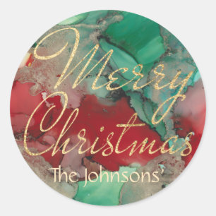 Stickers Colorully Guld God jul Round Runt Klistermärke