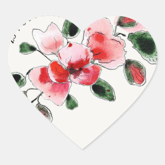 Stickers "Coquelicots" Hjärtformat Klistermärke