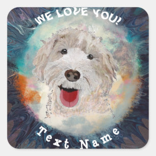 Stickers Cute Labradoodle Hund & Text Fyrkantigt Klistermärke