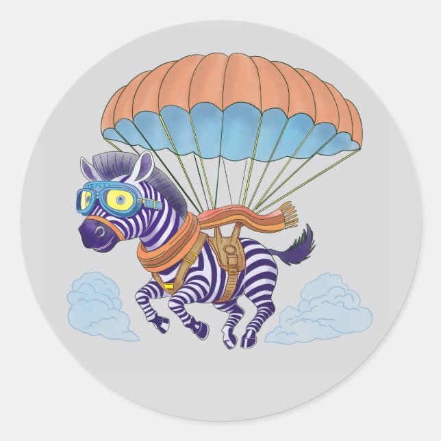 Stickers Fallskärm Zebra Runt Klistermärke (Framsida)