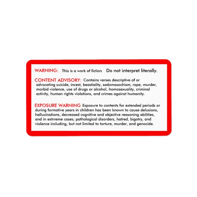 Stickers för bibelfriskrivning adressetikett (Framsidan)