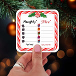 Stickers för Naughty eller Nice Fyrkantigt Klistermärke<br><div class="desc">Naughty får kol. Nice får presenter! En söt jullchecklista som hjälper Jultomten behålla att följa med en pepparmynt och candy cane ram. En perfekt rolig presentdekal för ditt hem eller kontor, helgdag och party! Finns i 2 storlekar: Stora: 3 x 3 tum, 6 klistermärken per lakan; Små: 1, 5 x...</div>