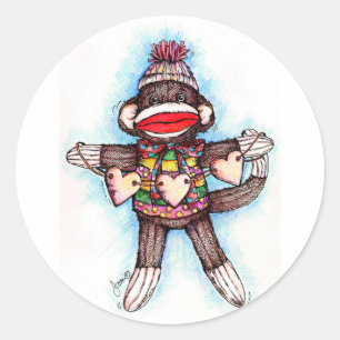 Stickers från Sock monkey - ennyckelföretag Runt Klistermärke