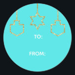 Stickers "Glittered Star & Dreidel" Lycklig Chanuk Runt Klistermärke<br><div class="desc">Hanukkah/Helgdag-klistermärken, personlig. Lycklig Chanukah "Hanging Glittered Star and Dreidels". Välj mellan 1/2- och 3-tums klistermärken. Anpassa genom att ta bort och ersätta text med ett eget meddelande. Välj ditt favoritteckensnitt storlekt, stil och färg. Bakgrunden färg kan ändras genom att välja ett annat färg än färgrutorna färg. Tack för att du...</div>
