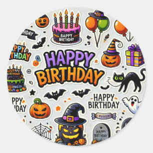 Stickers Halloween-blandning efter basketboll Runt Klistermärke