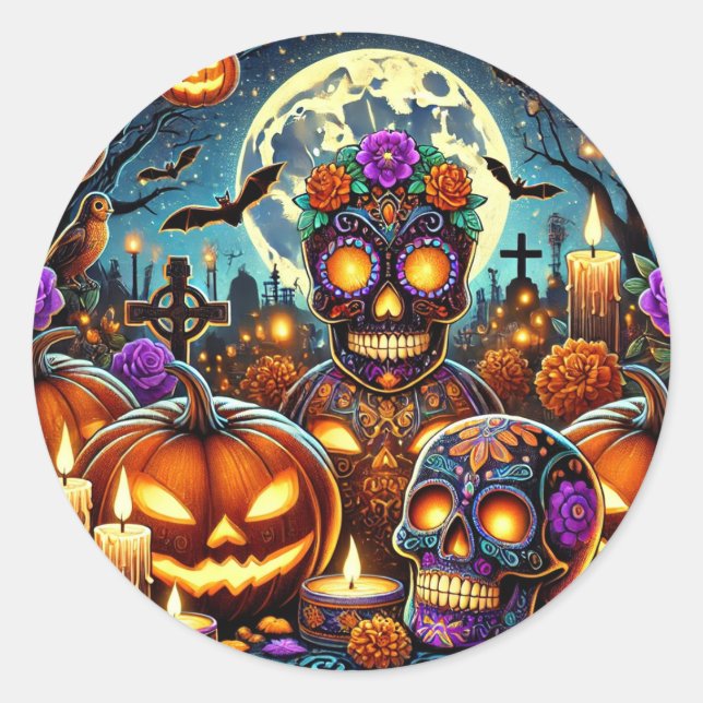 Stickers Halloween-dagen död Runt Klistermärke (Framsida)