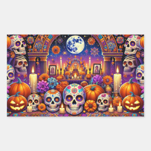 Stickers Halloween day of the dead Rektangulärt Klistermärke