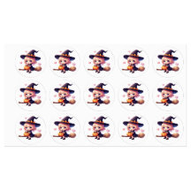 Stickers Halloween Sorcière Kawaii - Cute Witch på